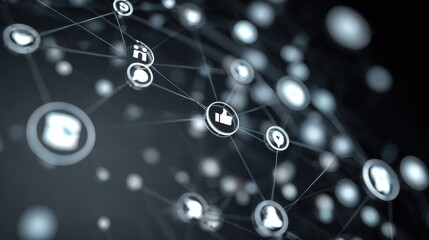 Poster - Social media network hologram. Communication and networking concept. 3D Rendering, no logos, no brands