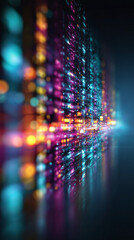 Poster - Vibrant rainbow digital composition with a blurred modern background. Represents innovation, technology, creativity, transformation, and the dynamic digital future in a sleek, futuristic style.

