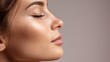 © Johannes - Profile of beautiful young woman with closed eyes breathing deeply, showing perfect nose after rhinoplasty surgery, cosmetology and beauty treatment concept