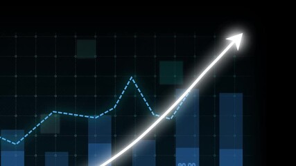 Poster - Business growth concept in allusive graph chart showing marketing sales profit increasing to future target . Excellent financial status of corporate business rise up . Finance and money 3D rendering .