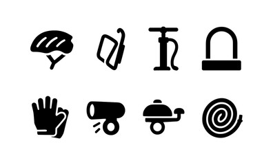 Poster - Essential cycling gear icons set in minimalist design for safety and maintenance