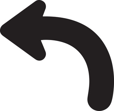 Curved Arrow Pointing Left Symbolizing Return, Undo, or Backwards Direction on a Clean White Backdrop