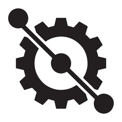 Poster - Black and White Illustration of a Gear with a Line and Circles Design for Technology or Engineering Concepts
