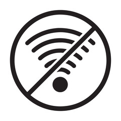 Poster - No Wifi Signal Symbol Indicating Lack of Wireless Connectivity and Internet Access with a Circular Boundary and Slash