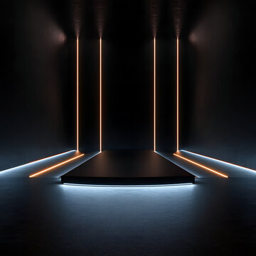 Illuminated Neon Light Square Podium