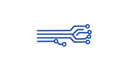 Circuit board design with blue lines and dots in minimalist style. motherboard trace line  
