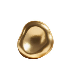 Poster - Isolated shiny golden nugget with smooth surface and organic shape on a plain solid background view on transparent background