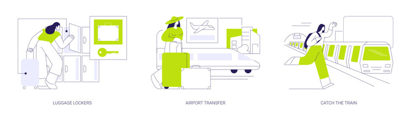 Poster - Travelling by train abstract concept vector illustrations.