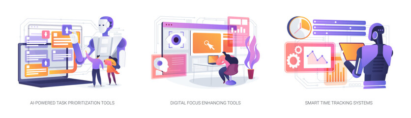 Poster - AI Tools for Productivity abstract concept vector illustrations.
