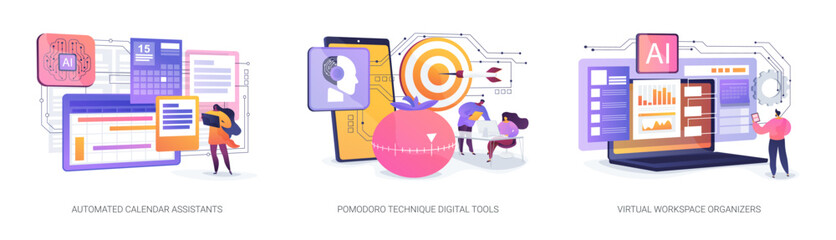 Poster - AI Tools for Smarter Scheduling abstract concept vector illustrations.