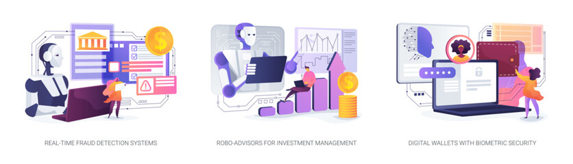 Poster - AI Fraud Prevention Solutions abstract concept vector illustrations.
