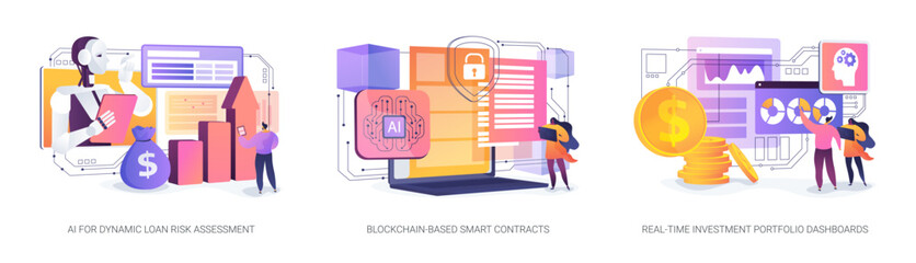 Poster - AI-Driven Financial Optimization abstract concept vector illustrations.
