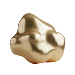 Poster - Isolated shiny golden nugget with smooth surface and organic form on a solid color background view on transparent background