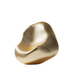 Poster - Isolated golden nugget with smooth surface and curved indentation on a plain solid background space on transparent background