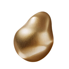Poster - Iridescent golden nugget on a void shows reflective surface and smooth rounded edges with texture detail on transparent background