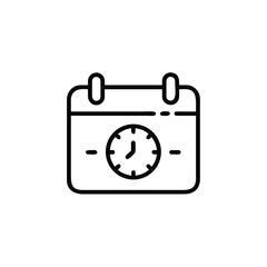Poster - Outline icon a calendar with a clock face time schedule