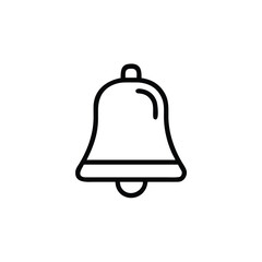 Poster - Outline bell icon with rounded top clapper on symbol notification