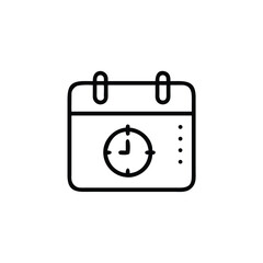 Poster - Outline calendar icon with clock dots on time symbol