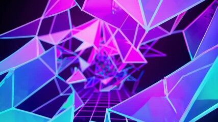 Poster - Vibrant Retro Polygonal Artwork on Black Background Perfect for Modern Branding, Inspiring Creativity and Expressing Bold Aesthetics.