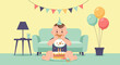© Prista - Joyful First Birthday Celebration Baby Smashing Cake In The Living Room