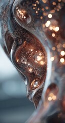 Poster - Abstract metallic sculpture glows, studio, bokeh background, art