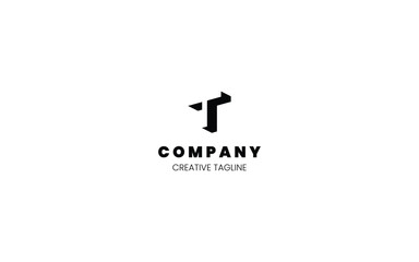 Poster - 3D monochrome logo design template with letter T in isometric bottom left view