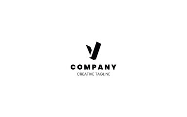 Poster - 3D monochrome logo design template with letter V in isometric bottom left view