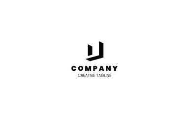 Poster - 3D monochrome logo design template with letter U in isometric bottom left view