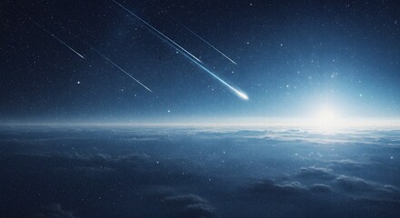 Poster - Meteor Shower over Earth's Atmosphere