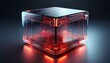© Matt - modern transparent cube with red edges on a clear background