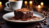 chocolate brownie collapses into rich espresso creating an exquisite dessert experience
