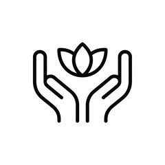 Poster - Hands holding a lotus flower icon symbolizing care and wellness