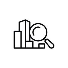 Poster - Magnifying glass examining a bar graph icon representing data analysis