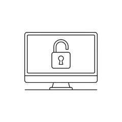 Poster - Computer screen displaying an open padlock icon symbolizing unlocked security