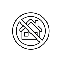 Poster - House forbidden sign icon black outline
