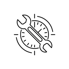 Poster - Wrench and clock icon representing maintenance and time management