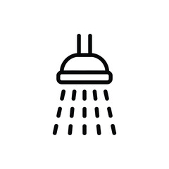 Poster - Simple black line icon of a shower head with water droplets