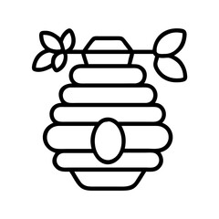 Poster - Honeycomb beehive vector illustration apiary honey bee nest with leaves outline icon design graphic