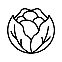 Poster - Cabbage outline icon vector illustration fresh green vegetable healthy food diet vegan vegetarian 90