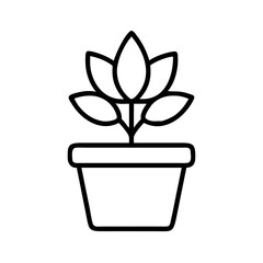 Poster - Potted plant outline vector, houseplant illustration, indoor plant graphic, simple plant icon design
