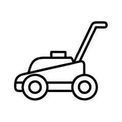 Poster - Lawn mower outline icon vector illustration for gardening and landscaping equipment design needs