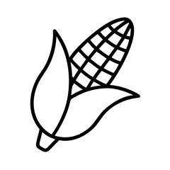 Poster - Corn on the cob vector illustration, outline drawing of fresh corn, healthy food, agriculture harvest