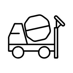 Poster - Concrete mixer truck construction vehicle icon vector illustration cement mixer line art design