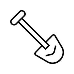 Poster - Shovel outline icon vector illustration, gardening tool, digging equipment, construction tool icon