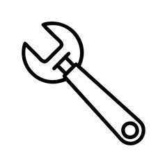 Poster - Isolated outline vector illustration of a wrench tool for repair and construction work projects