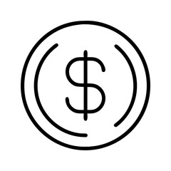 Poster - Dollar coin icon vector illustration, currency symbol, money and finance concept, investment icon, usd