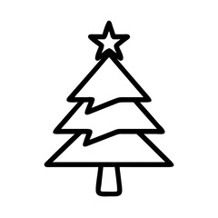 Poster - Christmas tree vector outline icon illustration for holiday design and decoration element