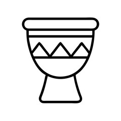 Poster - Vector outline drawing of djembe drum african percussion instrument musical rhythm icon isolated on white