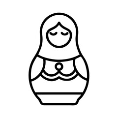 Poster - Vector illustration of russian nesting doll matryoshka babushka souvenir traditional toy outline icon