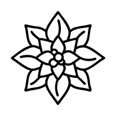 Poster - Vector outline drawing of a poinsettia flower for christmas holiday season design and decoration